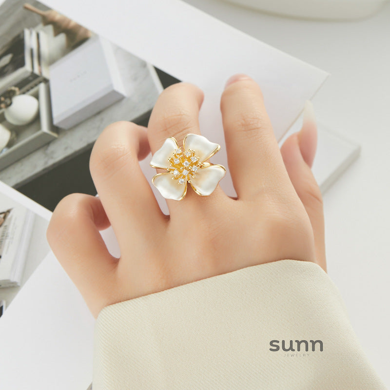 Skylan Enamel Flower Open Ring [MODG81CW]