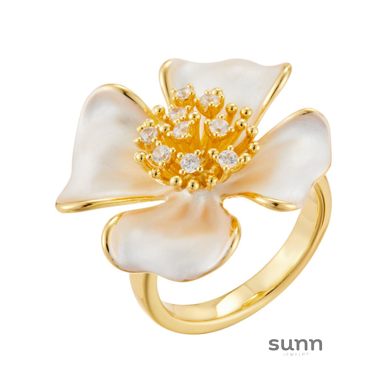 Skylan Enamel Flower Open Ring [WCUDQ2PC]