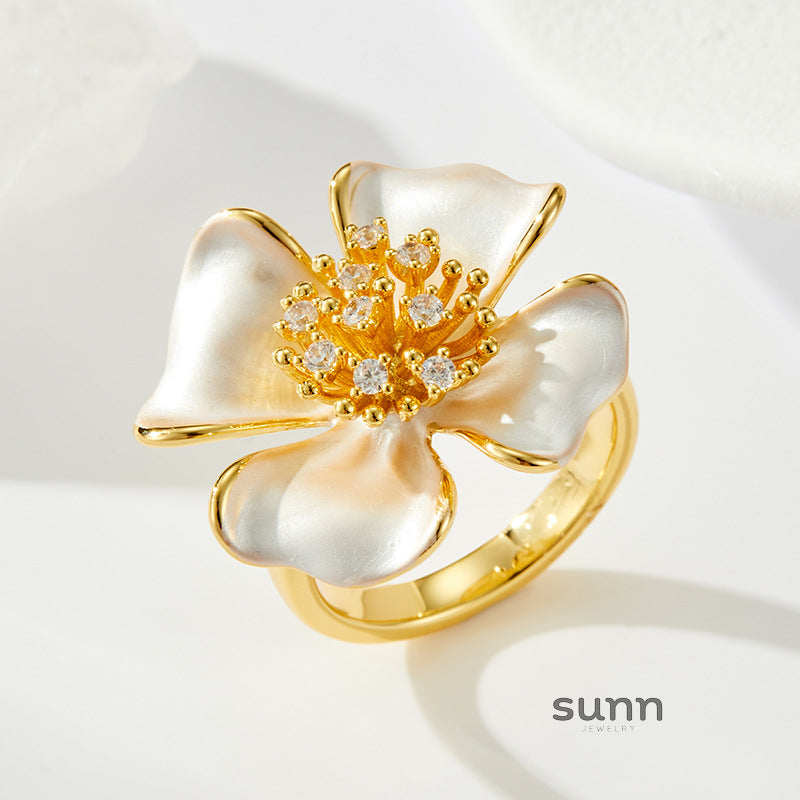 Skylan Enamel Flower Open Ring [5AF884YO]