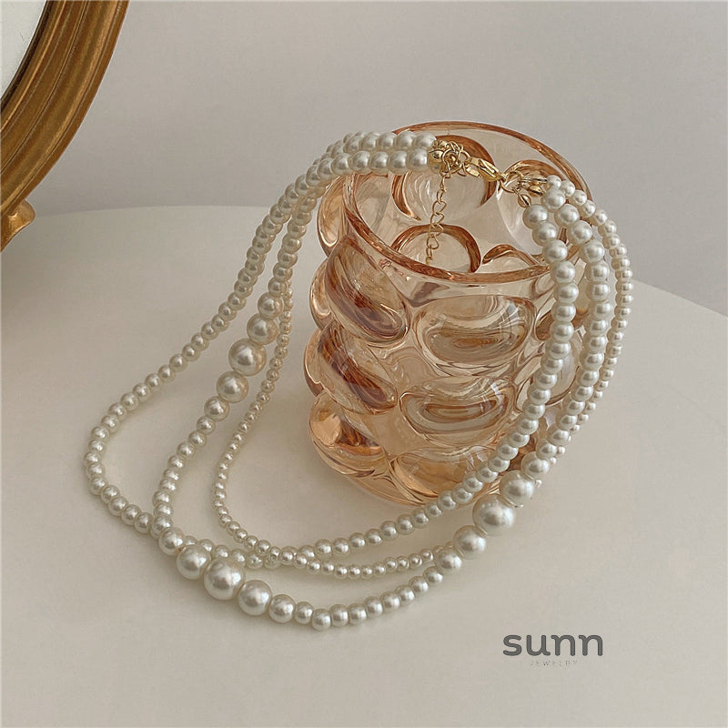 Skylie Triple Strand Pearl Necklace [3PCLU33A]