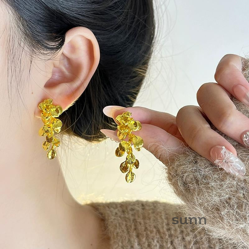 Skylynn Gilt Leaf Drop Earrings [0ML755PY]
