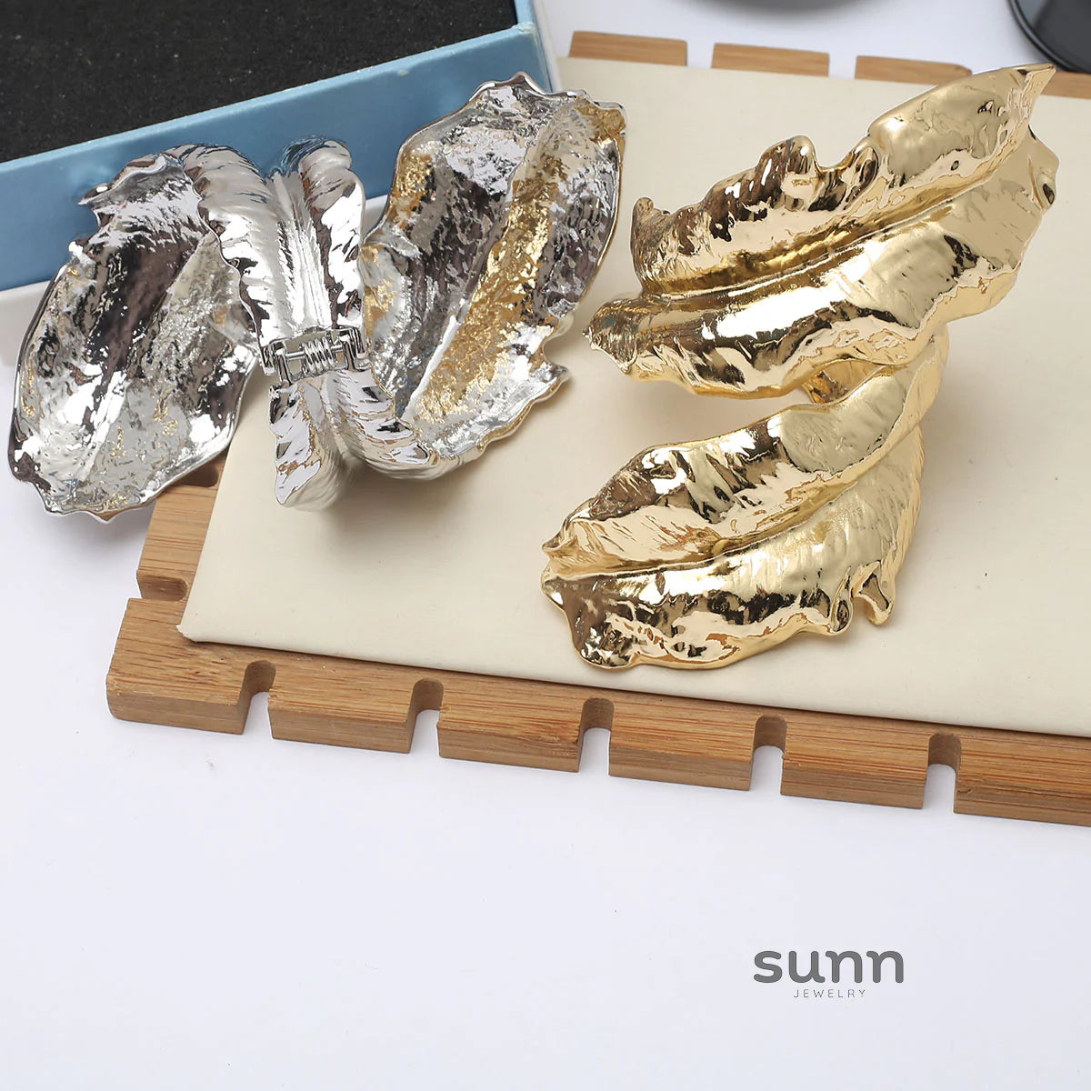 Skyy Sculptural Leaf Cuff Bracelet