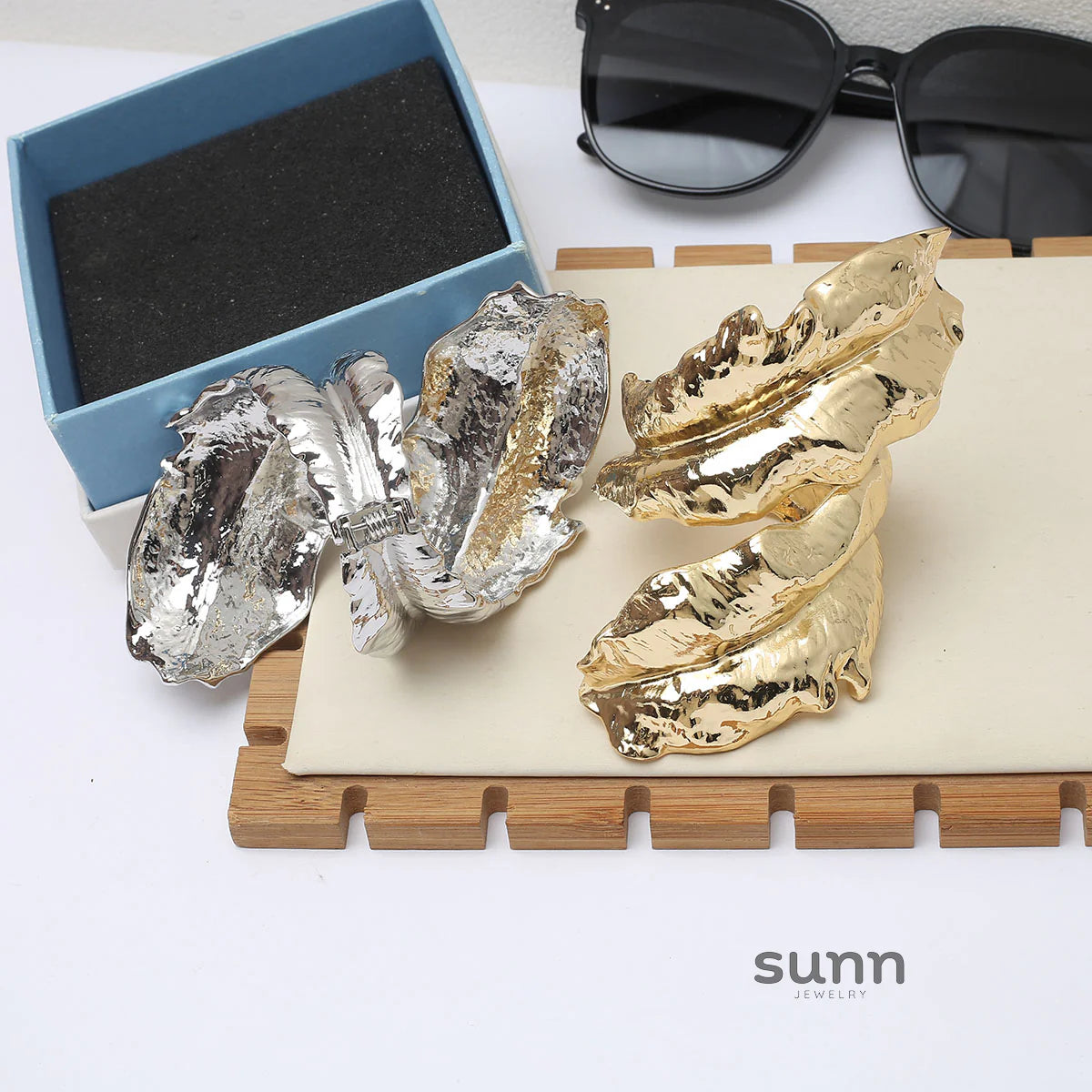 Skyy Sculptural Leaf Cuff Bracelet