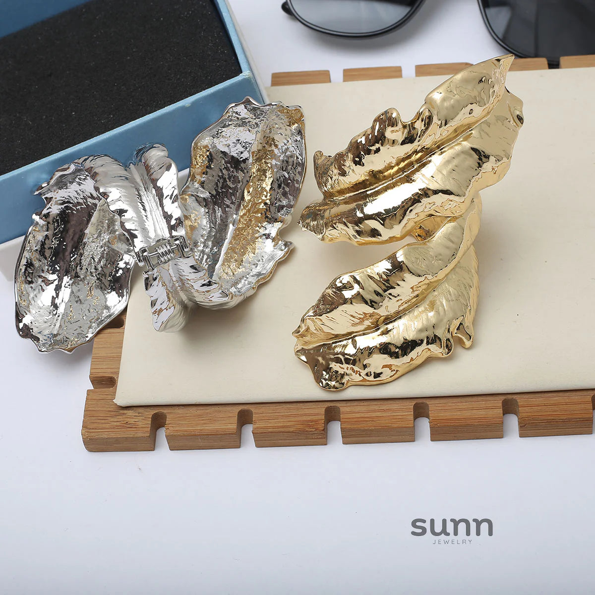 Skyy Sculptural Leaf Cuff Bracelet