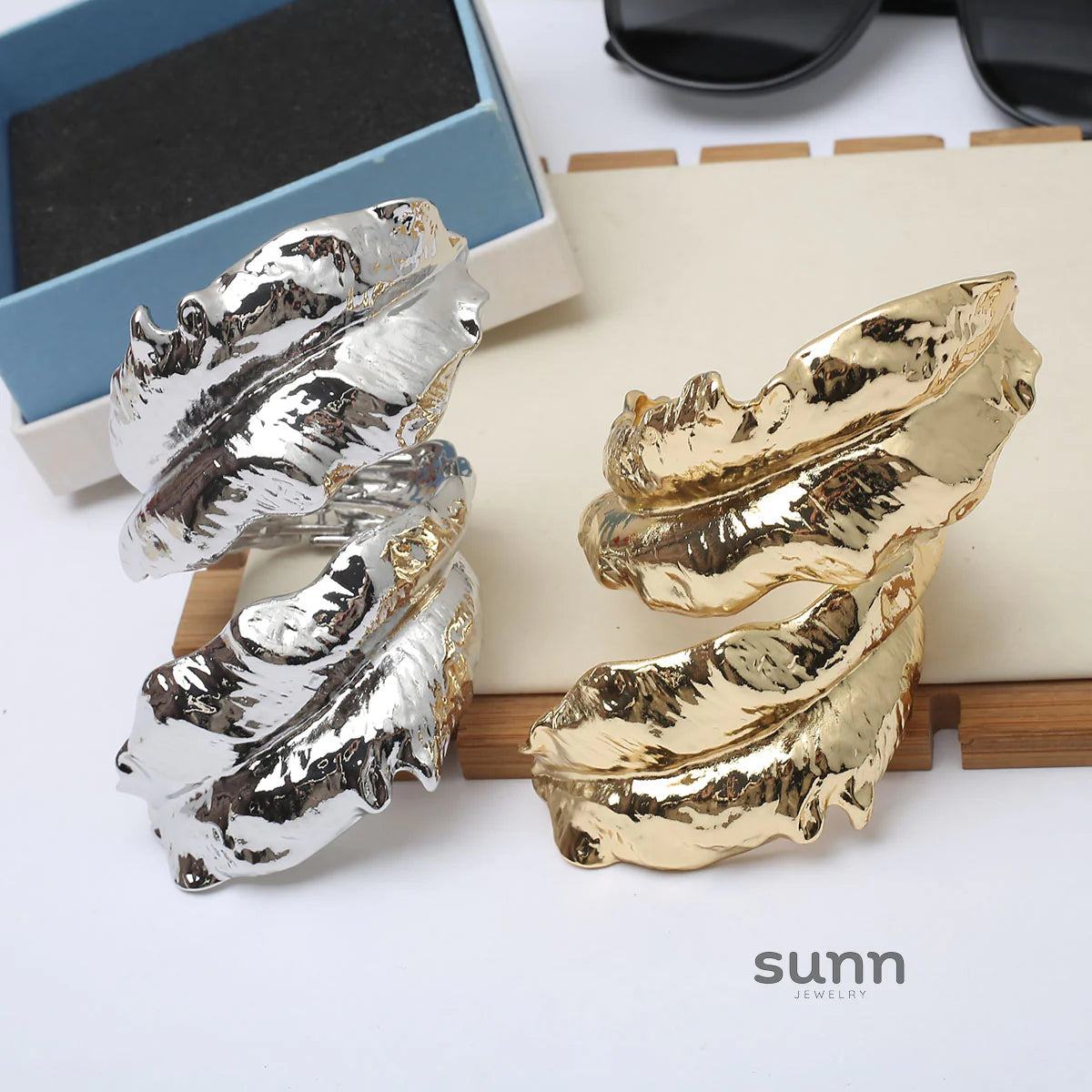 Skyy Sculptural Leaf Cuff Bracelet
