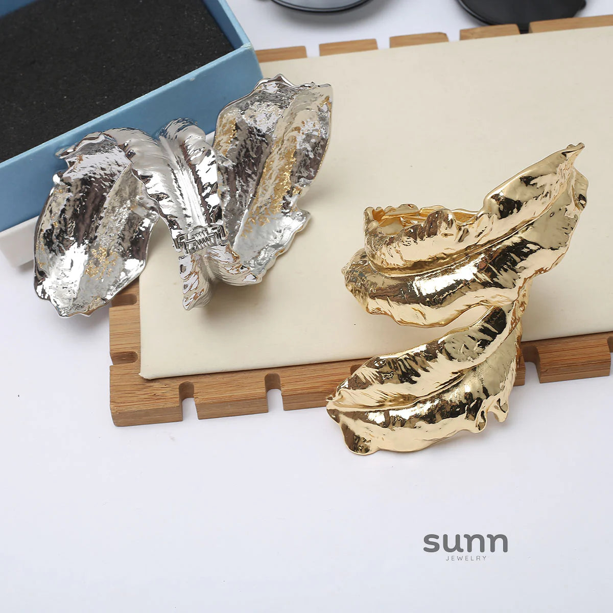 Skyy Sculptural Leaf Cuff Bracelet
