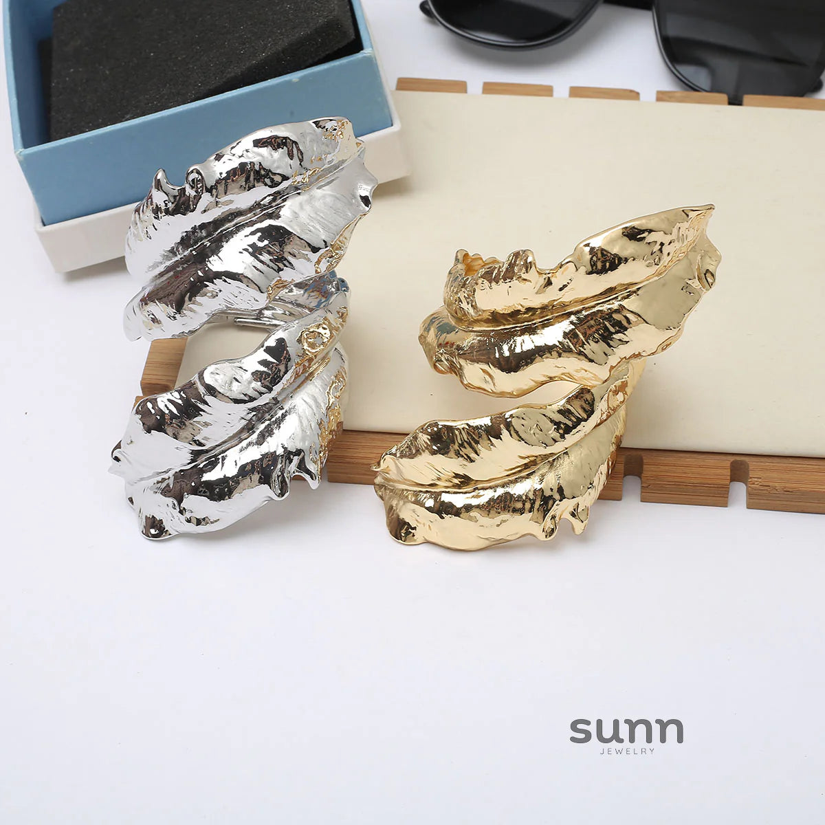 Skyy Sculptural Leaf Cuff Bracelet