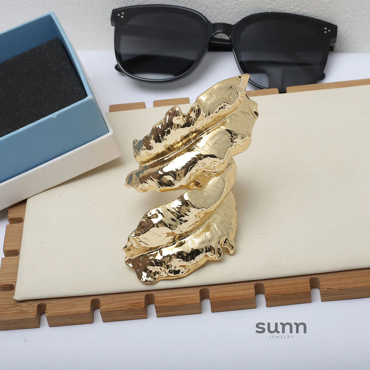 Skyy Sculptural Leaf Cuff Bracelet