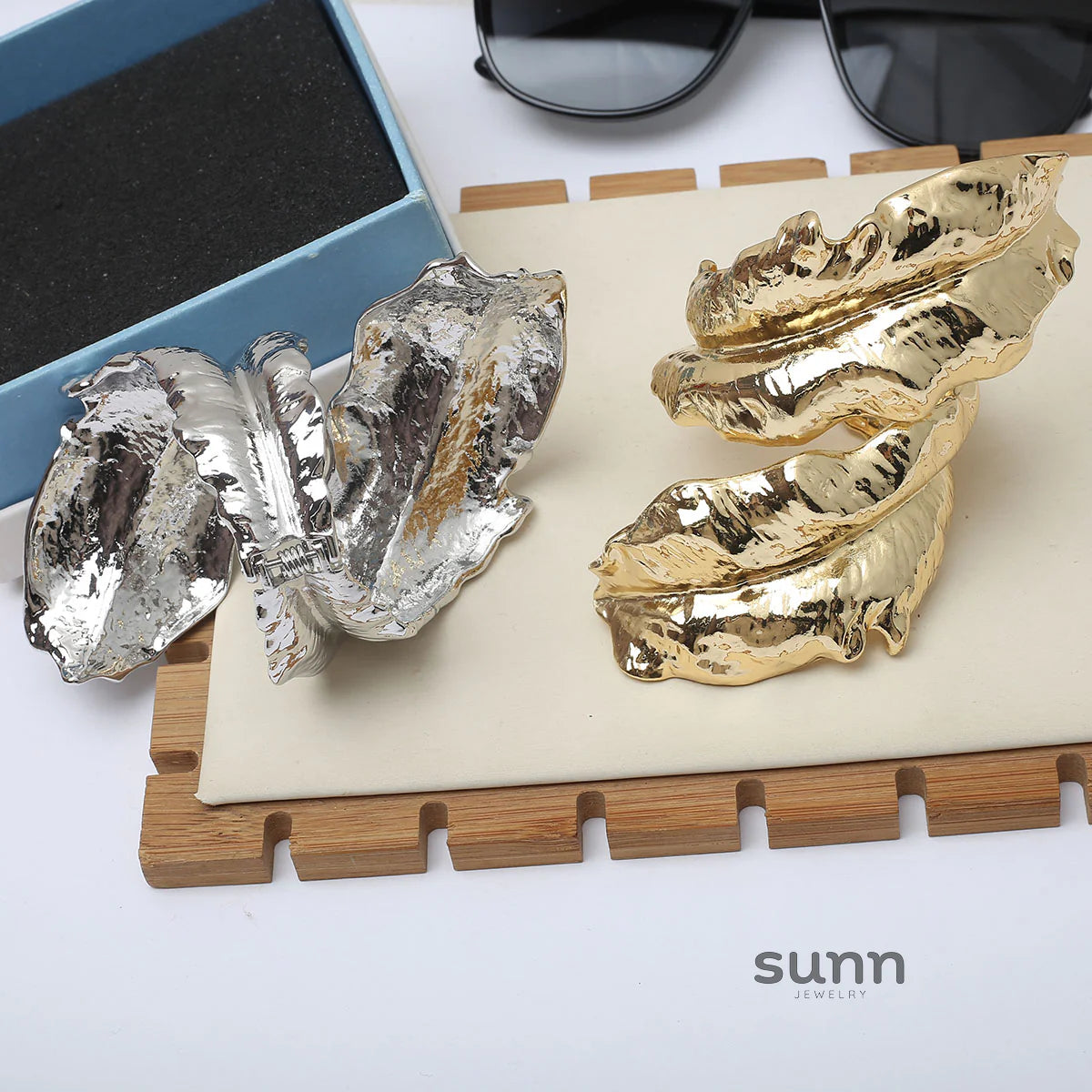 Skyy Sculptural Leaf Cuff Bracelet