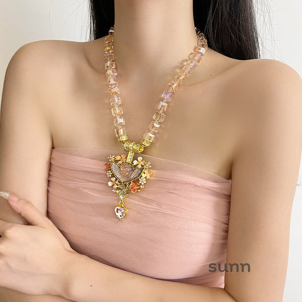 Sloan Beaded Angel Heart Necklace [3SEJTCYT]