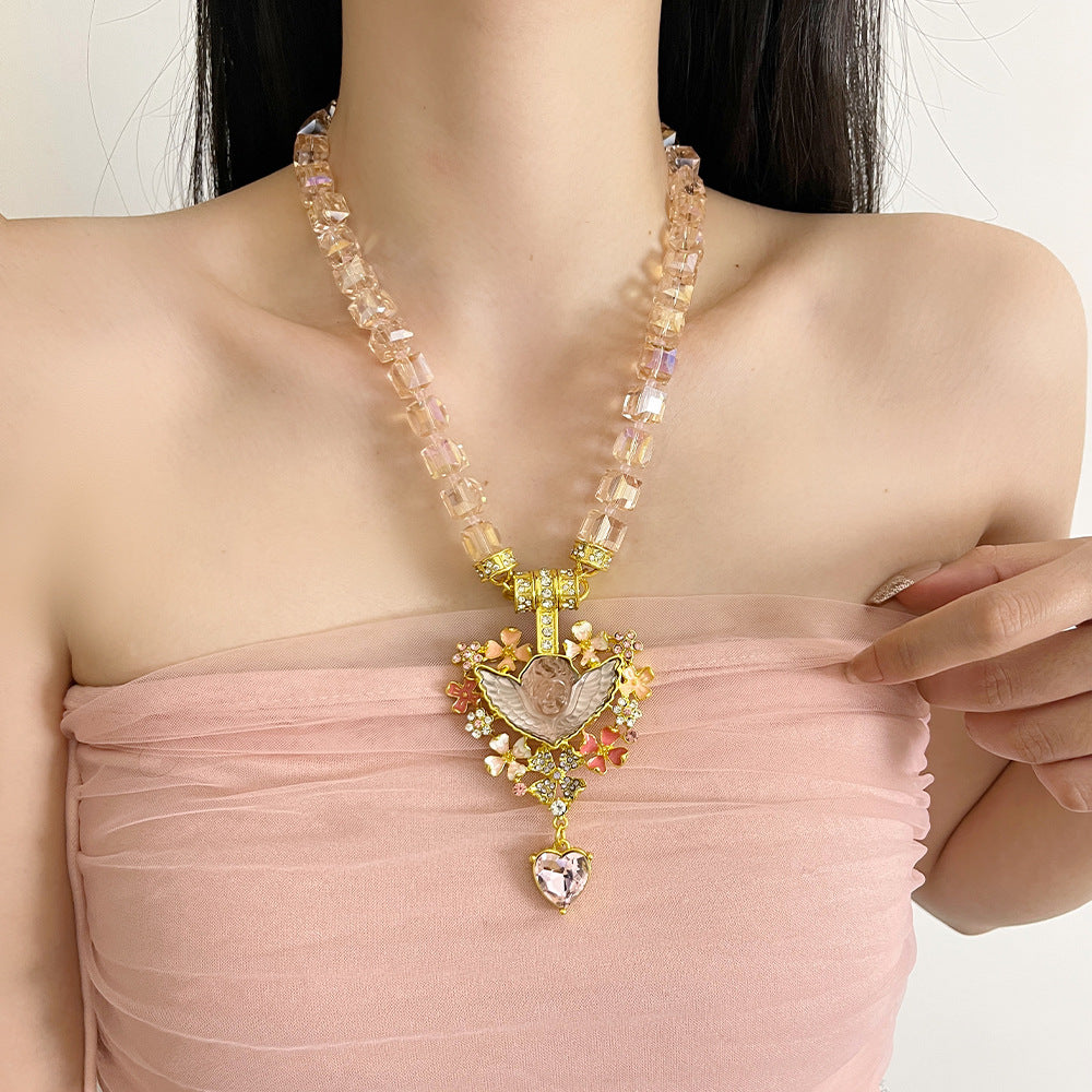 Sloan Beaded Angel Heart Necklace [MS2525ZO]