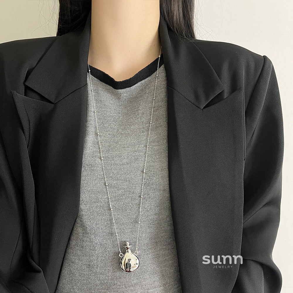 Snow Perfume Bottle Necklace [UR7SD5H1]