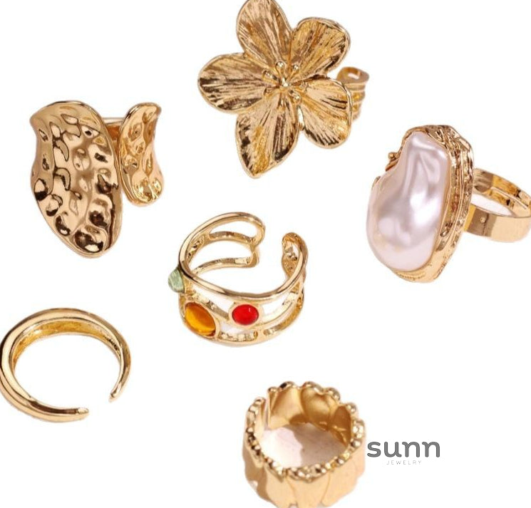 Sommer Fluid Pearl Ring Set [PPH3DPGU]