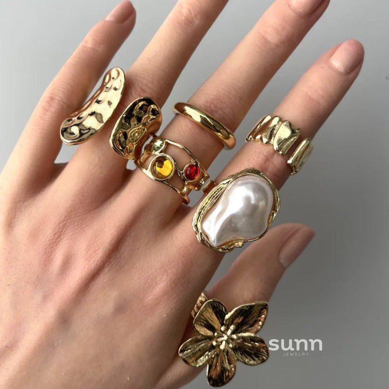 Sommer Fluid Pearl Ring Set [ZWXKKRV8]
