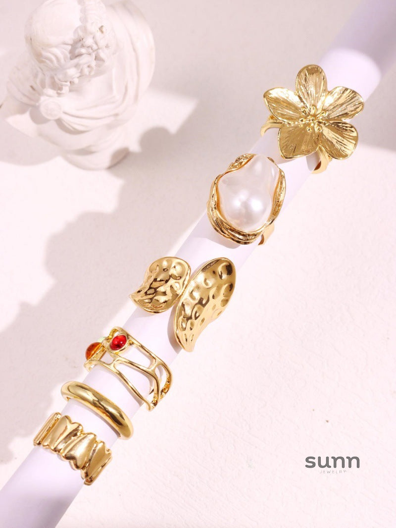 Sommer Fluid Pearl Ring Set [0JUNQP7D]