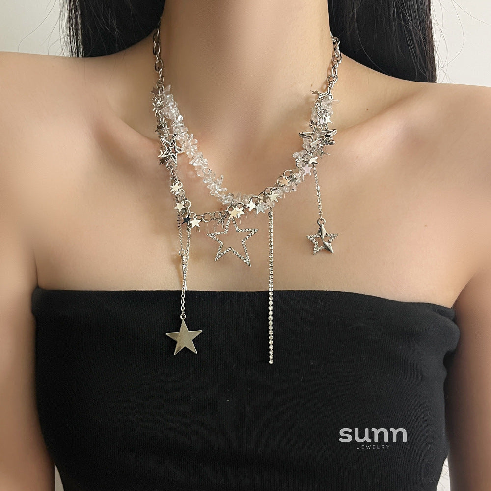 Srinika Glimmering Star Layered Necklace [4OTLTSEF]