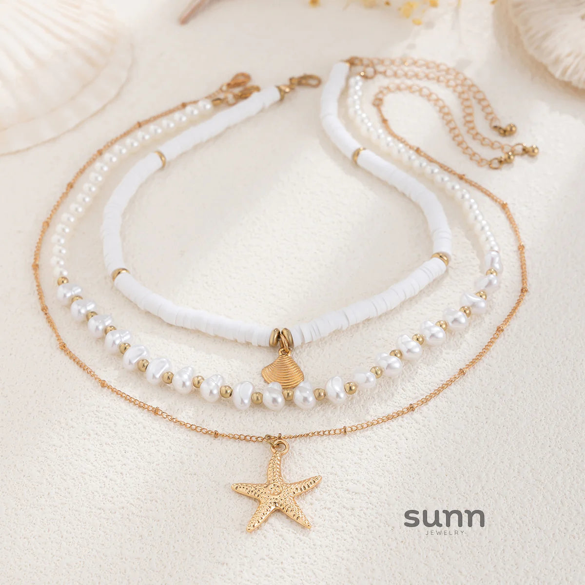 Star Starfish Pearl Necklace Set