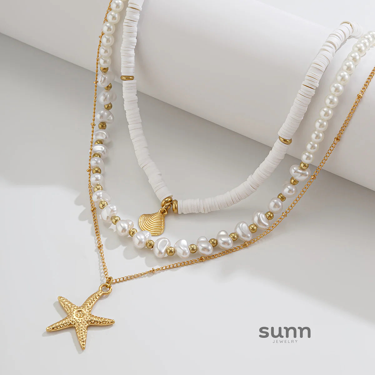 Star Starfish Pearl Necklace Set