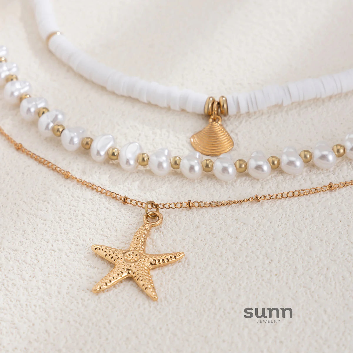 Star Starfish Pearl Necklace Set