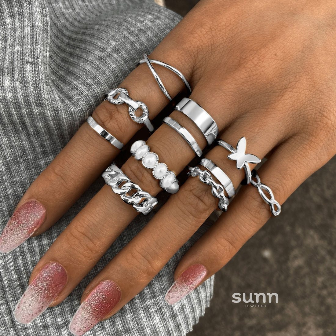 Starla Retro Pearl Ring Set [HIM70FFN]