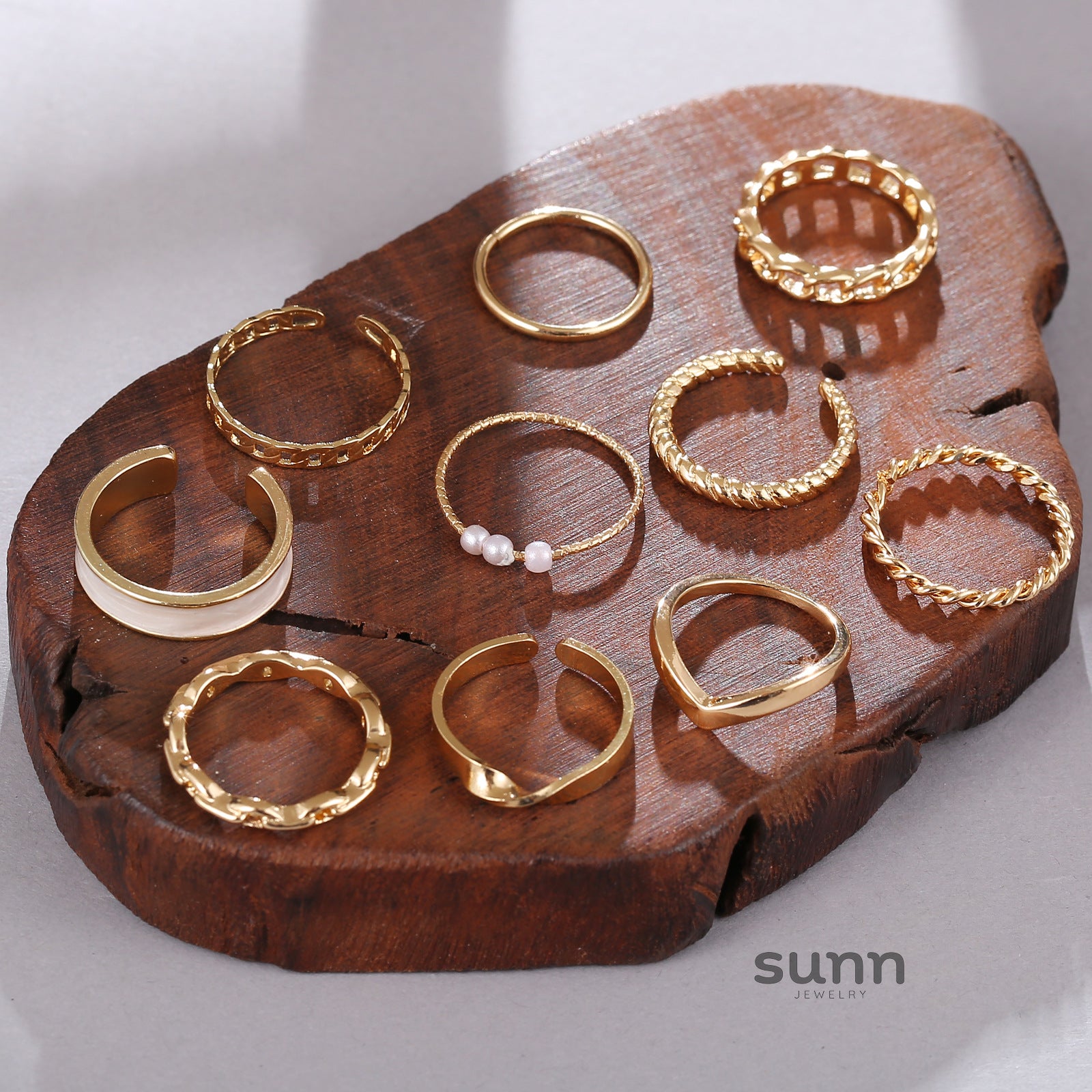 Starla Retro Pearl Ring Set [3YECDHBH]