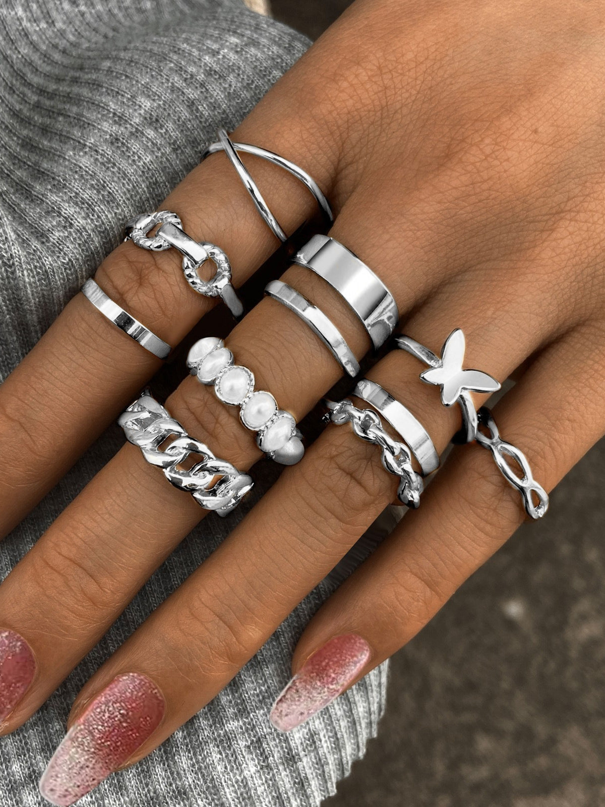 Starla Retro Pearl Ring Set [HIM70FFN]