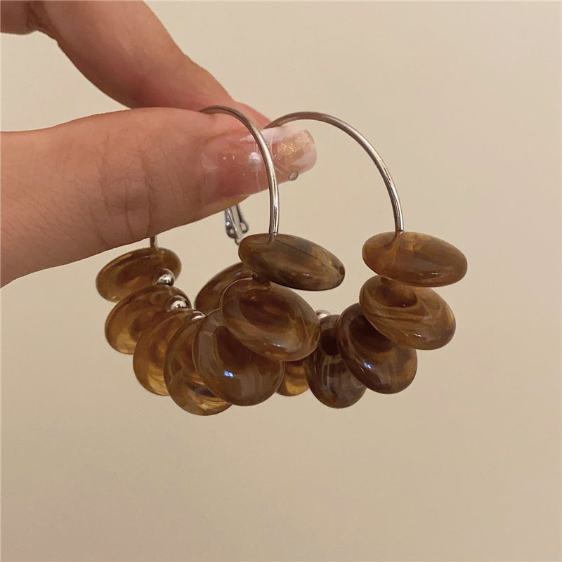 Stefany Coffee Marbled Earrings [SYW1RP7E]
