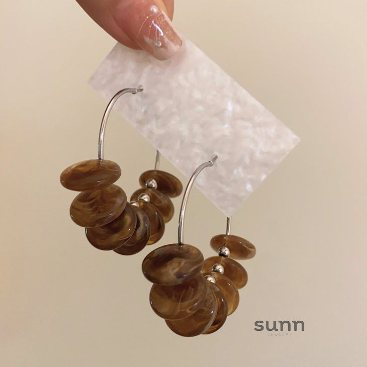 Stefany Coffee Marbled Earrings [PDECU29B]