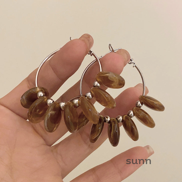 Stefany Coffee Marbled Earrings [EB7GE5ZS]