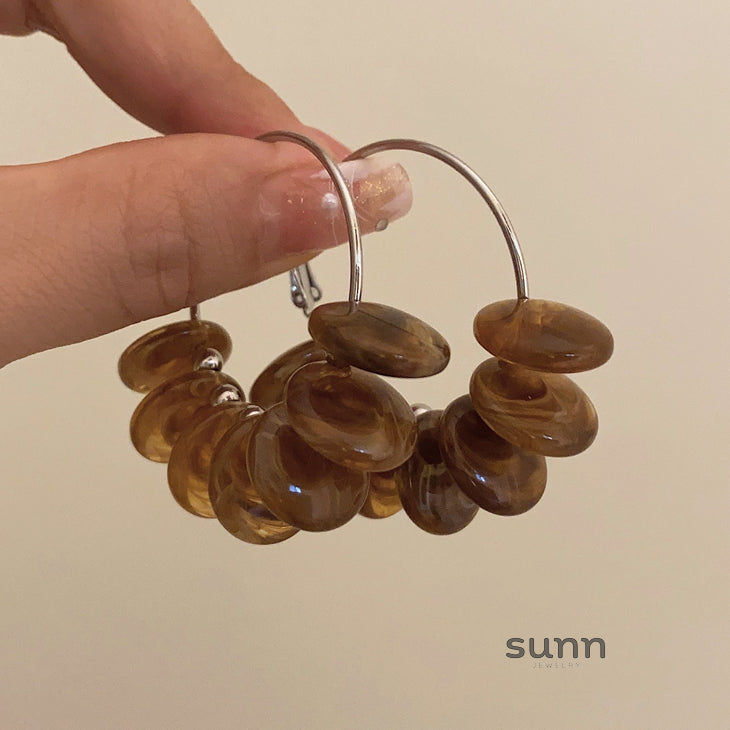 Stefany Coffee Marbled Earrings [KBCW6UQS]