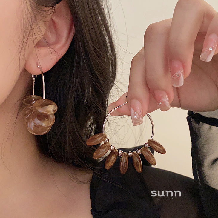 Stefany Coffee Marbled Earrings [KVSY3SLG]