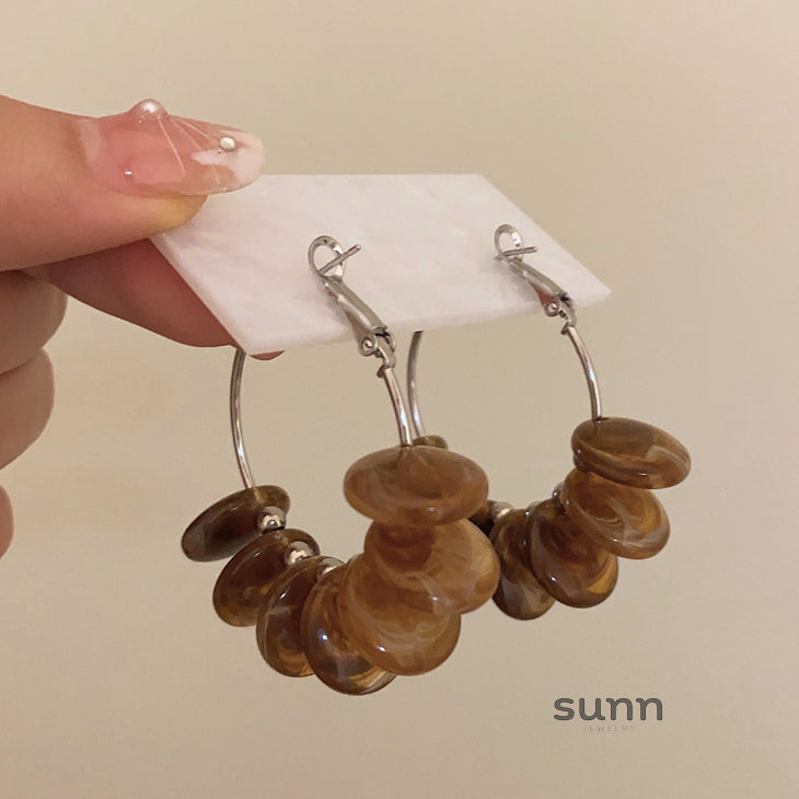 Stefany Coffee Marbled Earrings [6UVOC7AT]