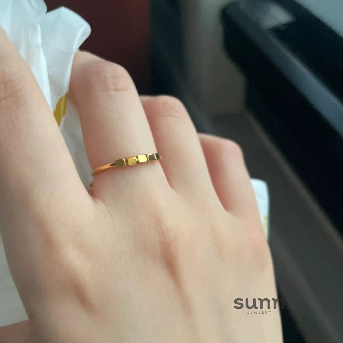 Stephany Sugar Cube Shimmer Ring