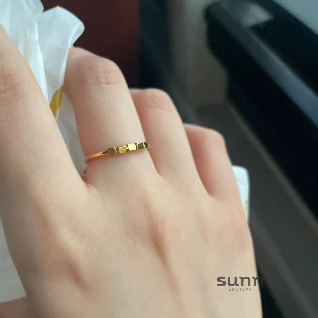 Stephany Sugar Cube Shimmer Ring