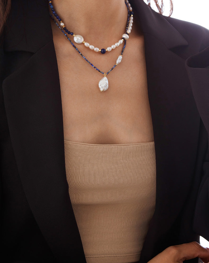 Sterling Baroque Pearl Necklace [86WOOB42]