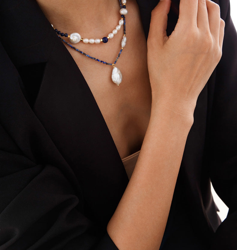 Sterling Baroque Pearl Necklace [C46NZC59]