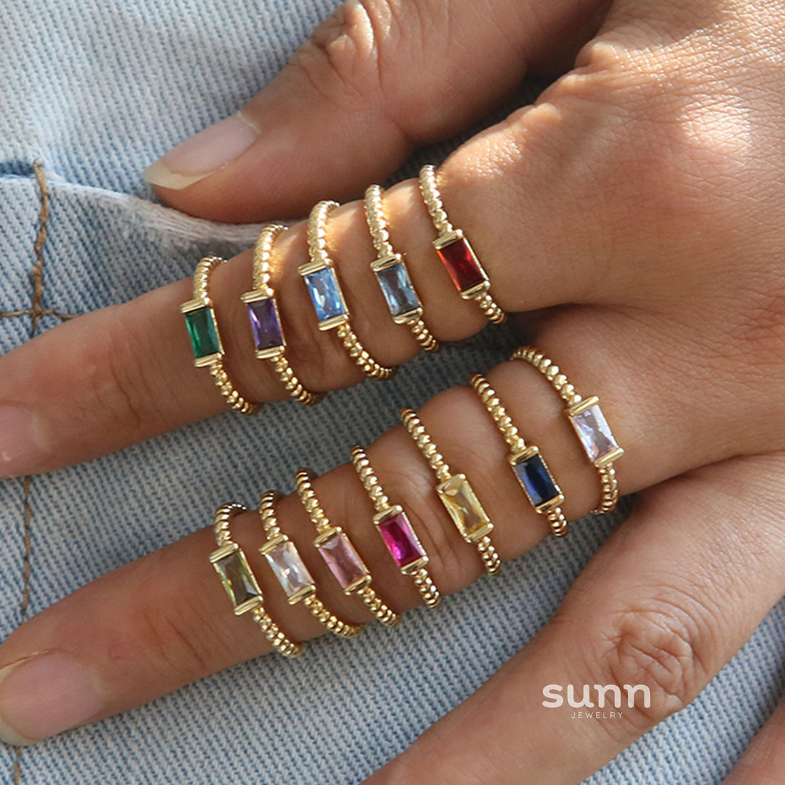 Stori Adjustable Square Birthstone Ring [W46F6M9E]