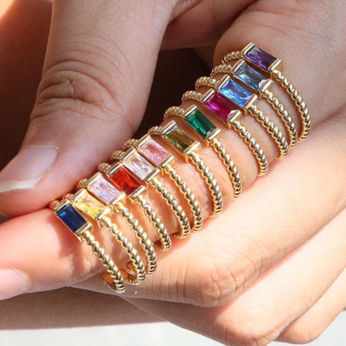Stori Adjustable Square Birthstone Ring [W46F6M9E]
