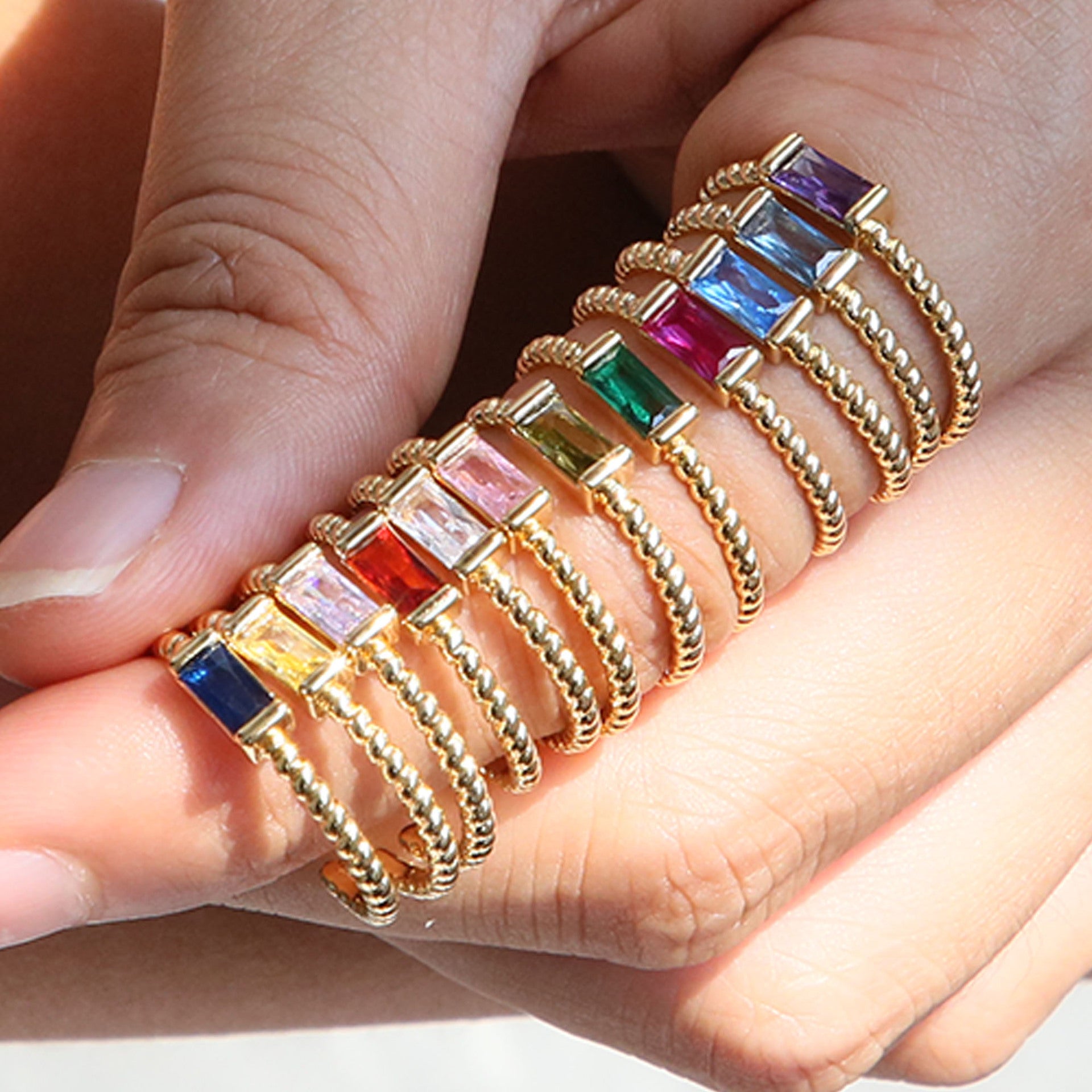 Stori Adjustable Square Birthstone Ring [W46F6M9E]
