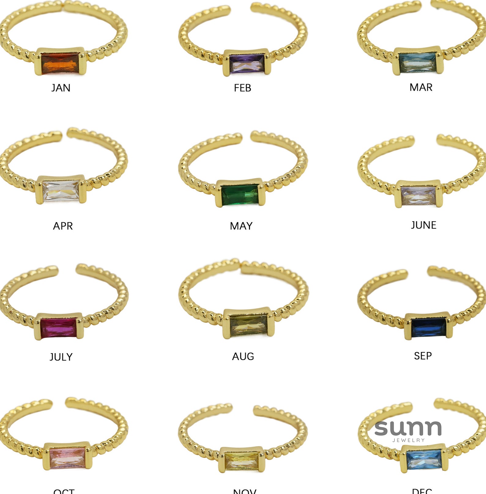 Stori Adjustable Square Birthstone Ring [41JUX6X5]