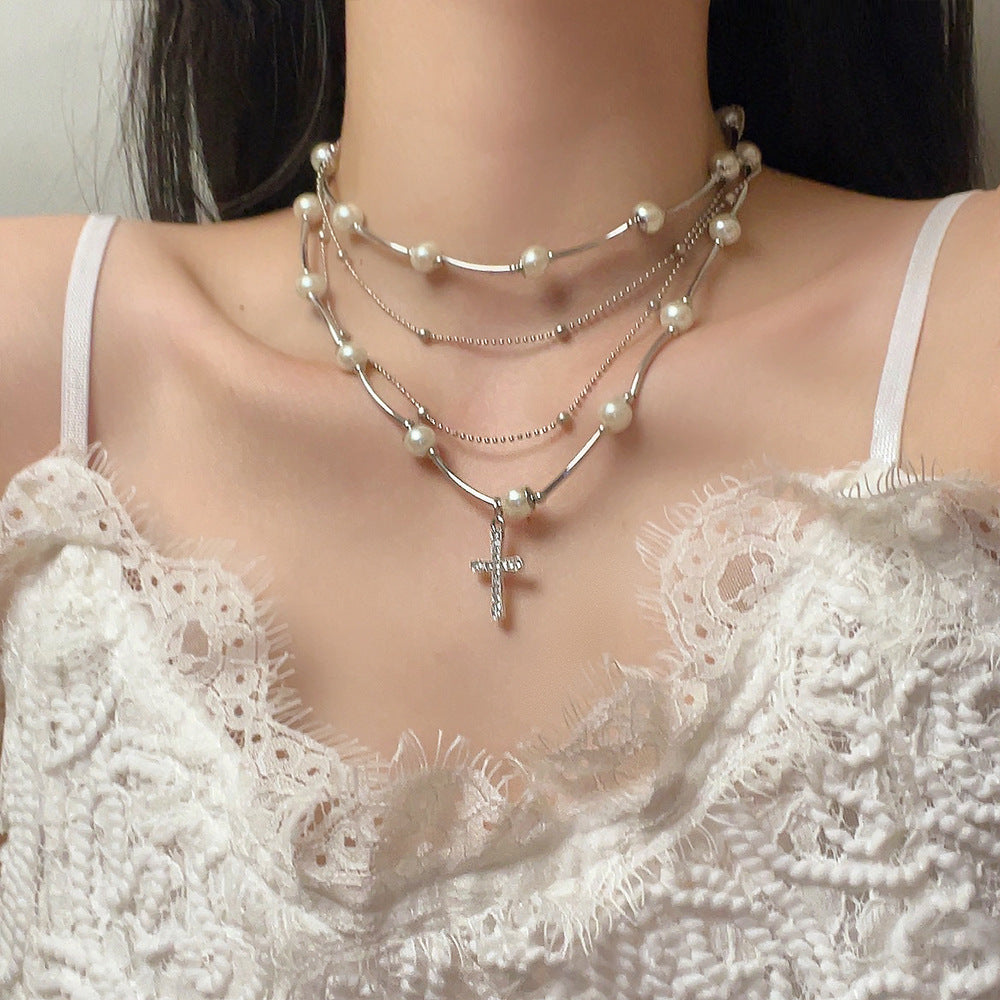Sumaya Pearl Cross Choker [6OWOYQRG]