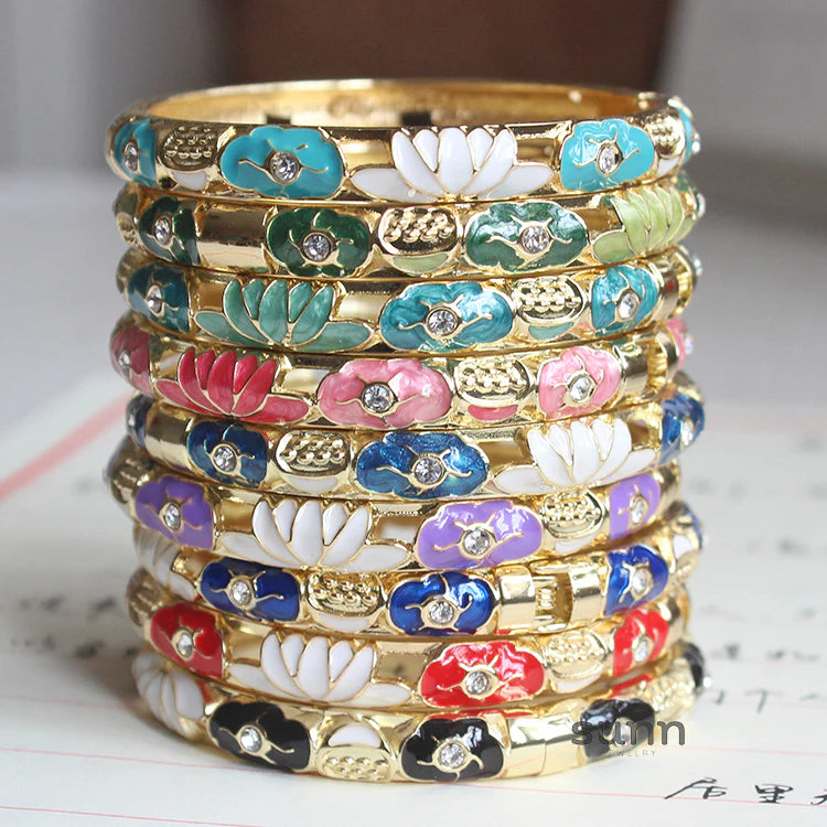 Sunshine Lotus Enamel Bracelet