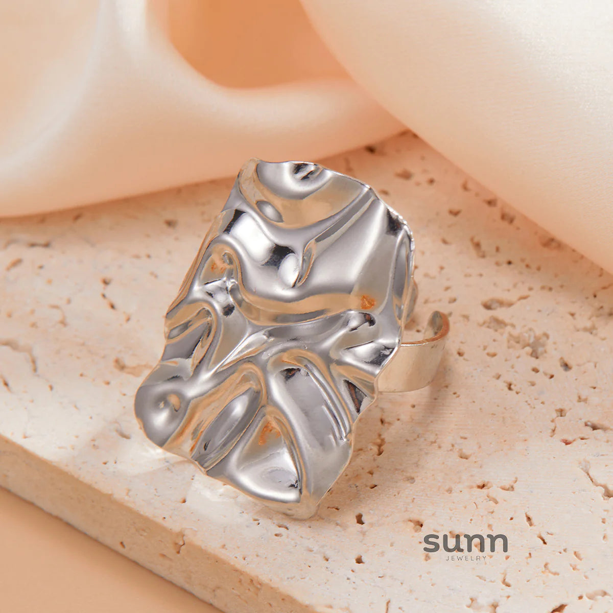 Suzanna Crinkled Open Ring
