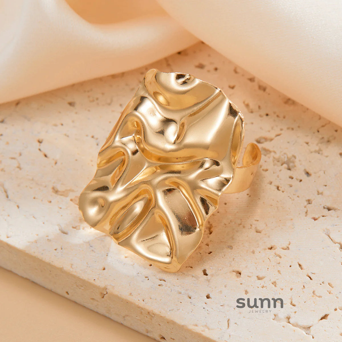 Suzanna Crinkled Open Ring