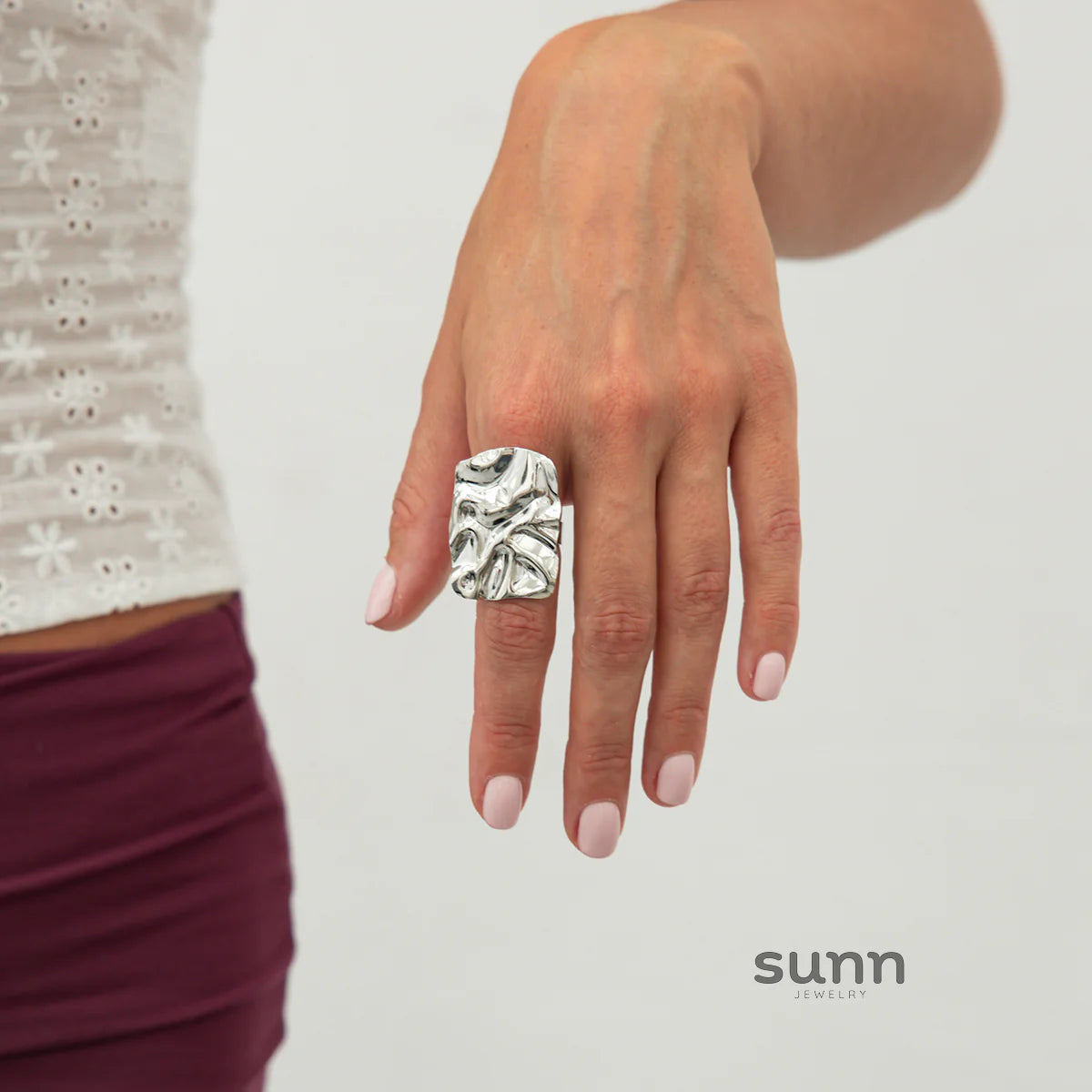 Suzanna Crinkled Open Ring
