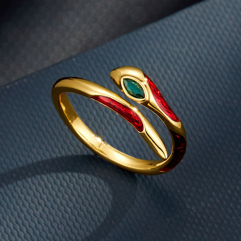 Suzanna Lucky Enamel Serpent Ring - Red [0TUOK5K4]