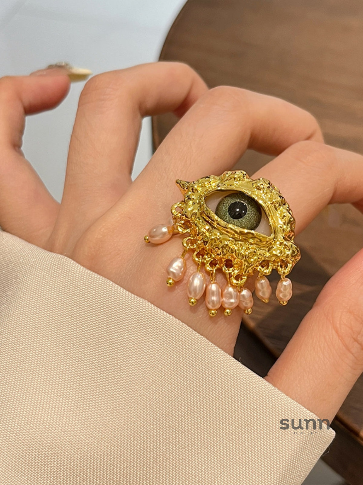 Svea Evil Eye Tassel Ring [BRAWW3TK]