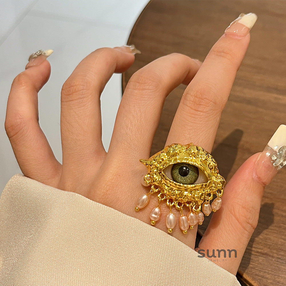 Svea Evil Eye Tassel Ring [C6F347CK]