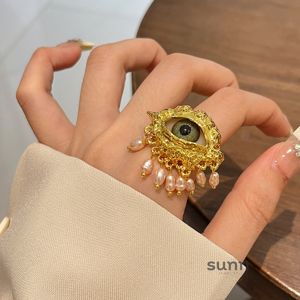Svea Evil Eye Tassel Ring [7EN9EWEA]