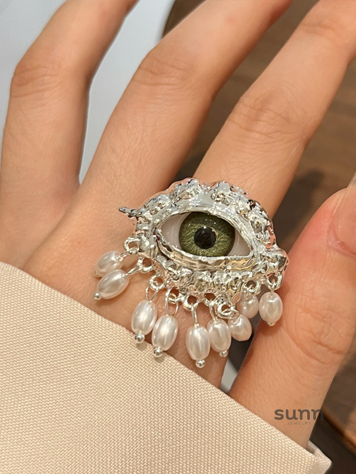 Svea Evil Eye Tassel Ring [XKECA311]
